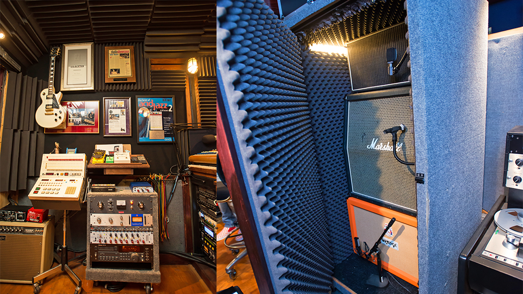 A photo of Brian Tarquin's Guitar recording setup